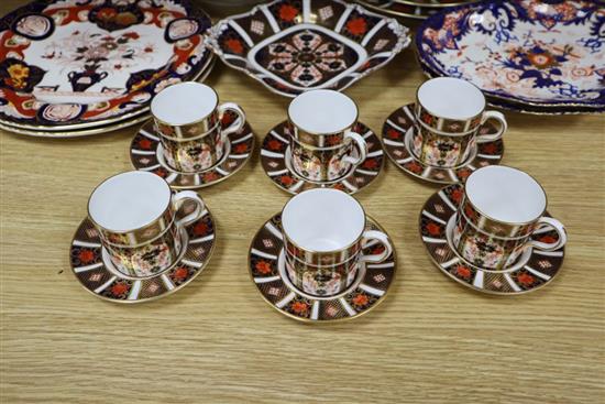 Royal Crown Derby 1128 pattern part coffee set, five further 1128 pattern items and assorted 19th century tableware